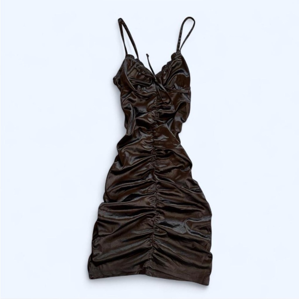 Rutched satin mini dress